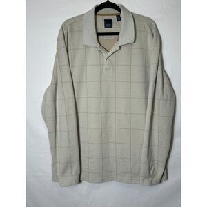 Arrow Men's Vintage Long Sleeve Collared Polo Shirt Large Check Design Size XXL